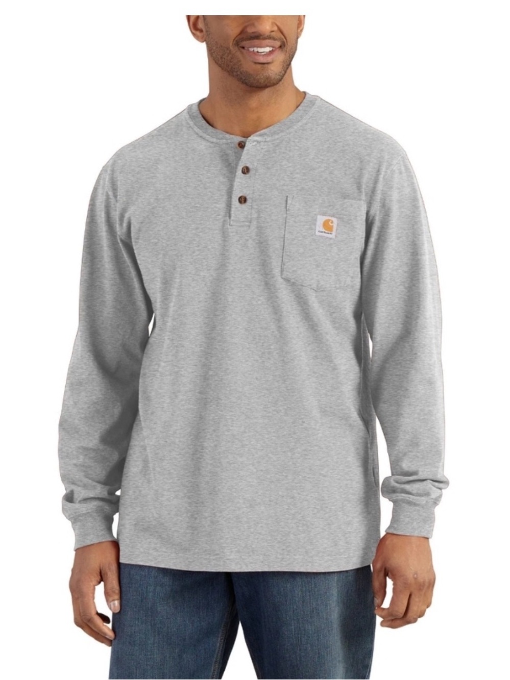 Loose Fit Heavyweight Long-Sleeve Pocket Henley T-shirt Carharrt - L
